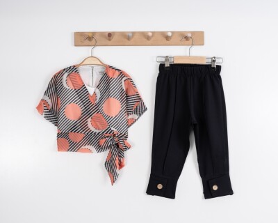 Wholesale Girl Point Blouse Set Suit 8-12Y Moda Mira 1080-7091 Коричневый 