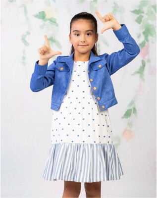 Wholesale Girl Point Patterned Jacket Dress Set Suit 2-5Y Wizzy 2038-3461 - 1