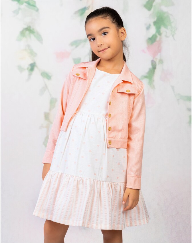 Wholesale Girl Point Patterned Jacket Dress Set Suit 2-5Y Wizzy 2038-3461 - 4