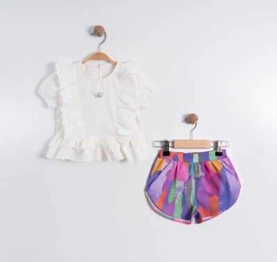 Wholesale Girl Shirt and Short Set Suit 2-5Y Tofigo 2013-8976 Пурпурный 