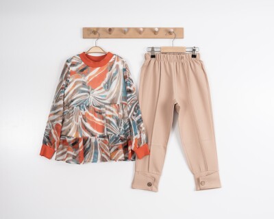 Wholesale Girl Sunken Blouse Set Suit 8-12Y Moda Mira 1080-7105 - 3