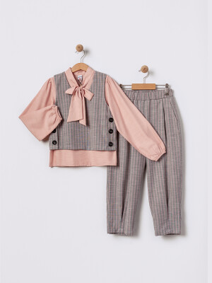 Wholesale Girl Sweater and Pants 3-Piece Set 3-6Y Pafim 2041-2025Y1008 Пудра