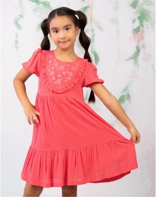 Wholesale Girl Viscon Patterned Dress 2-5Y Wizzy 2038-3460 Пурпурный 