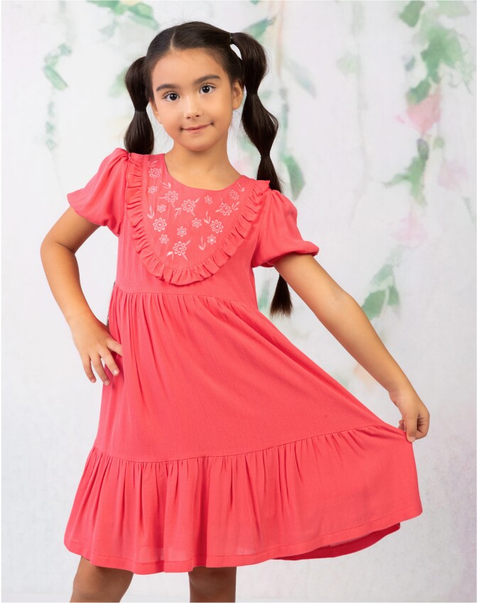 Wholesale Girl Viscon Patterned Dress 2-5Y Wizzy 2038-3460 - 3