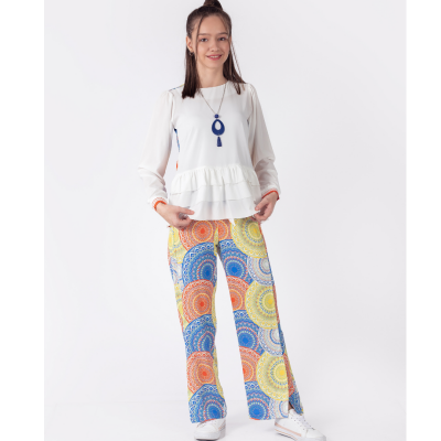 Wholesale Girls 2-Piece Blouse and Pants Set 7-10Y Pafim 2041-Y23-3198 Белый 