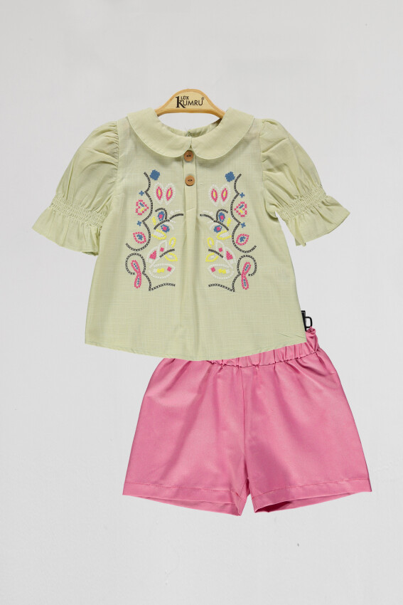 Wholesale Girls 2-Piece Blouse and Short Set 2-5Y Kumru Bebe 1075-4025 - 5