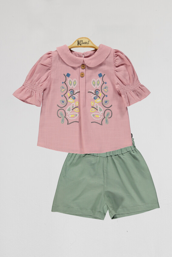 Wholesale Girls 2-Piece Blouse and Short Set 2-5Y Kumru Bebe 1075-4025 - 6