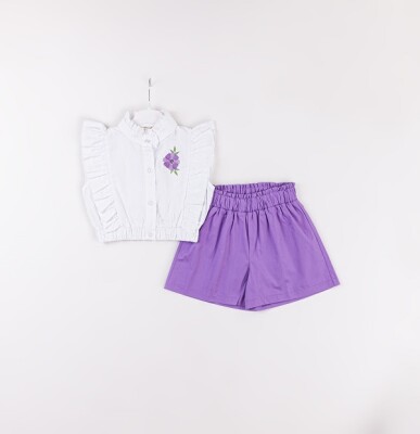 Wholesale Girls 2-Piece Blouse and Shorts Set 3-6Y Büşra Bebe 1016-24135 Лиловый 