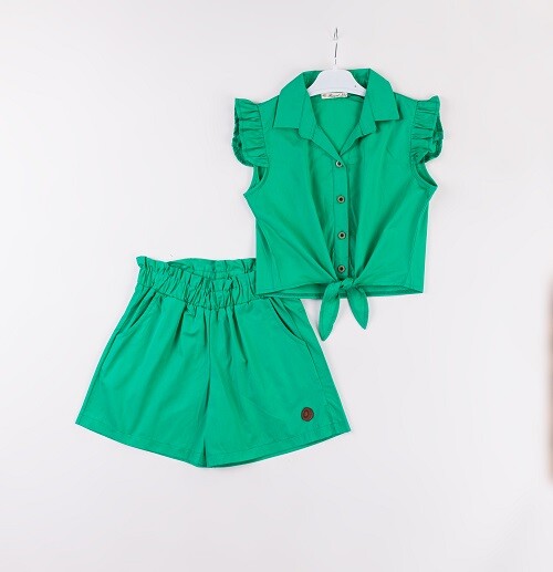 Wholesale Girls 2-Piece Blouse and Shorts Set 7-10Y Büşra Bebe 1016-24129 - 5