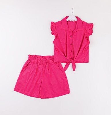 Wholesale Girls 2-Piece Blouse and Shorts Set 7-10Y Büşra Bebe 1016-24129 Пурпурный 