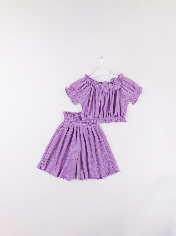 Wholesale Girl's 2-Piece Blouse and Shorts Set 7-10Y Büşra Bebe 1016-24162 - 1