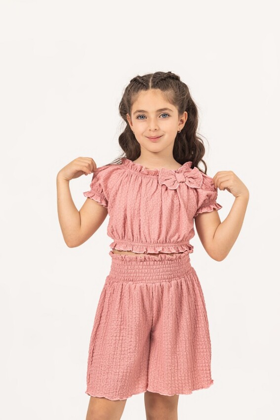 Wholesale Girl's 2-Piece Blouse and Shorts Set 7-10Y Büşra Bebe 1016-24162 - 2