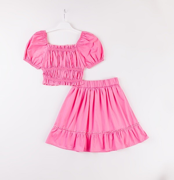 Wholesale Girls 2-Piece Blouse and Skirt Set 7-10Y Büşra Bebe 1016-24144 - 2