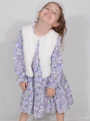 Wholesale Girls 2-Piece Dress and Vest Set 1-5Y Serkon Baby&Kids 1084-M0590 Лиловый 