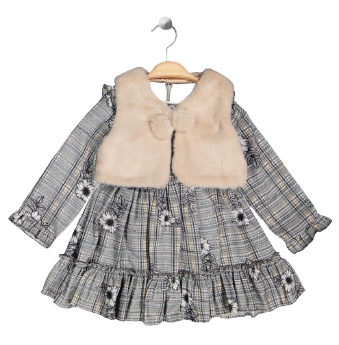 Wholesale Girls 2-Piece Dress and Vest Set 2-5Y Elayza 2023-2298 - 2