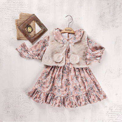 Wholesale Girl's 2-Piece Dress and Vest Set 6-9Y Elayza 2023-2284 - Elayza
