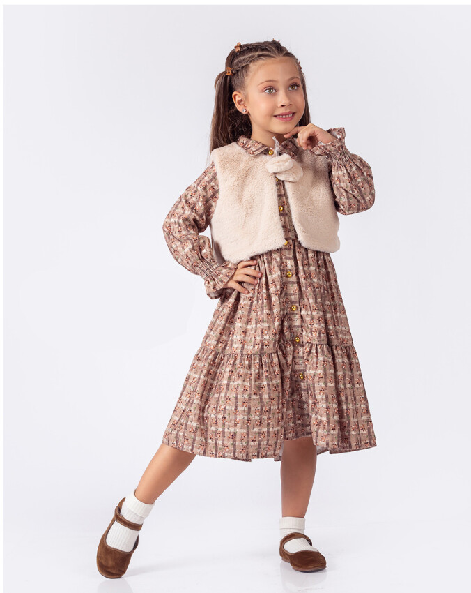 Wholesale Girls 2-Piece Dress and Vest Set 6-9Y Elayza 2023-2287 - 3