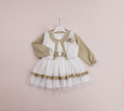 Wholesale Girls 2-Piece Dress with Bolero 1-4Y BabyRose 1002-4085 Зелёный 