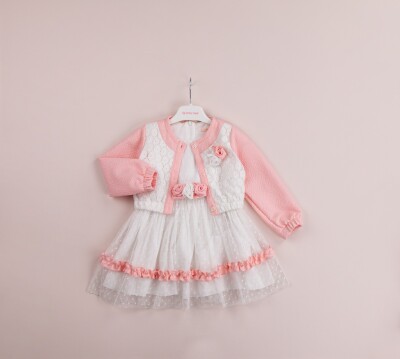 Wholesale Girls 2-Piece Dress with Bolero 1-4Y BabyRose 1002-4085 Розовый 