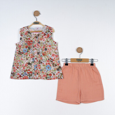 Wholesale Girl's 2-Piece Floral Pattern Blouse and Shorts Set 2-5Y Timo 1018-TK5DT202255242 - Timo (1)