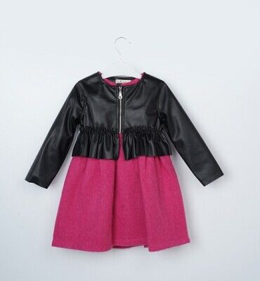 Wholesale Girls 2-Piece Jacket and Dress Set 3-6Y Büşra Bebe 1016-23249 Пурпурный 
