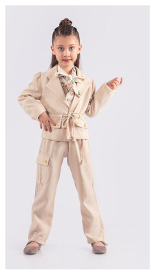 Wholesale Girls 2-Piece Jacket Shirt and Trousers Set 6-12Y Tivido 1042-2552 - Tivido