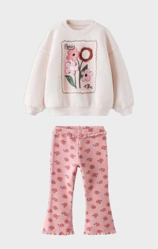 Wholesale Girls 2-Piece Printed Sweat and Pants Set 2-10Y KidsRoom 1031-8033 - 1