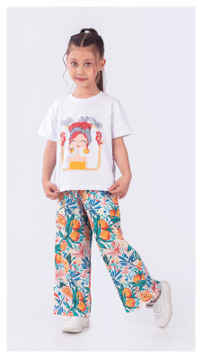 Wholesale Girls 2-Piece Printed Tshirt and Pants Set 6-9Y Tivido 1042-2613 - Tivido