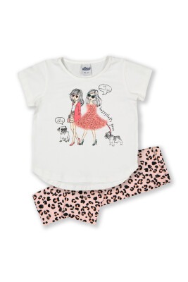 Wholesale Girls 2-Piece Set with T-Shirt and Leggings 3-6Y Elnino 1025-22211 Экрю