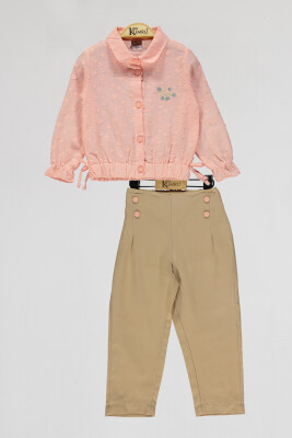 Wholesale Girls 2-Piece Shirt and Pants Set 2-5Y Kumru Bebe 1075-4056 Лососевый цвет