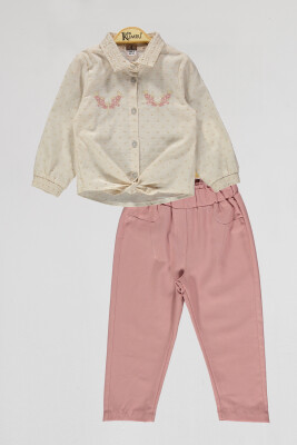 Wholesale Girls 2-Piece Shirt and Pants Set 2-5Y Kumru Bebe 1075-4097 Бежевый 