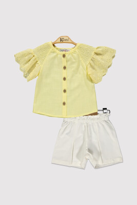 Wholesale Girl's 2 Piece Shirt and Shorts Set 2-5Y Kumru Bebe 1075-4231 - 1