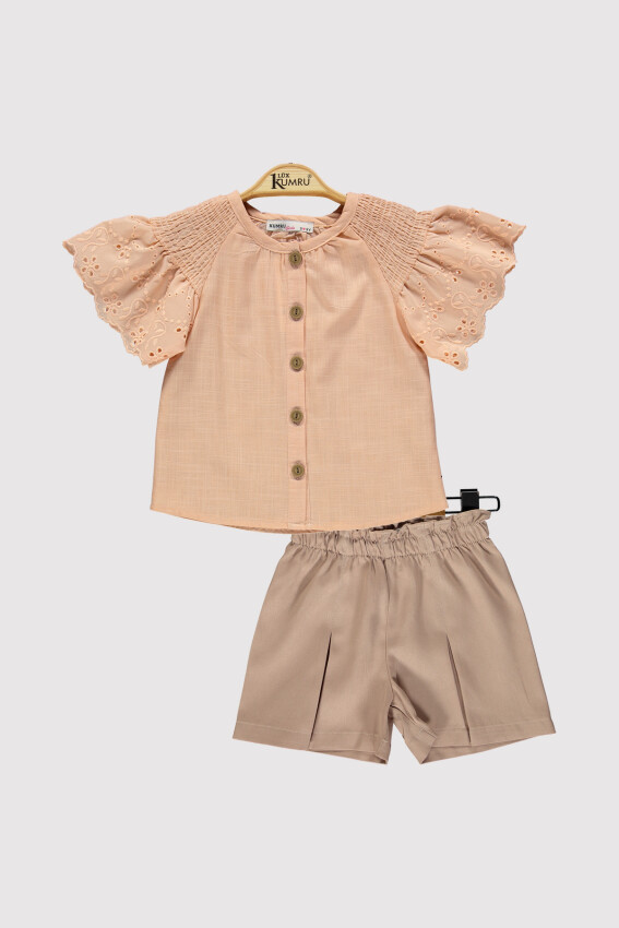 Wholesale Girl's 2 Piece Shirt and Shorts Set 2-5Y Kumru Bebe 1075-4231 - 4