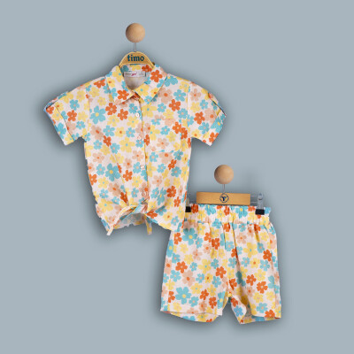 Wholesale Girls 2-Piece Shirt and Shorts Set 2-5Y Timo 1018-TK4DT042243002 Мятно-зеленый