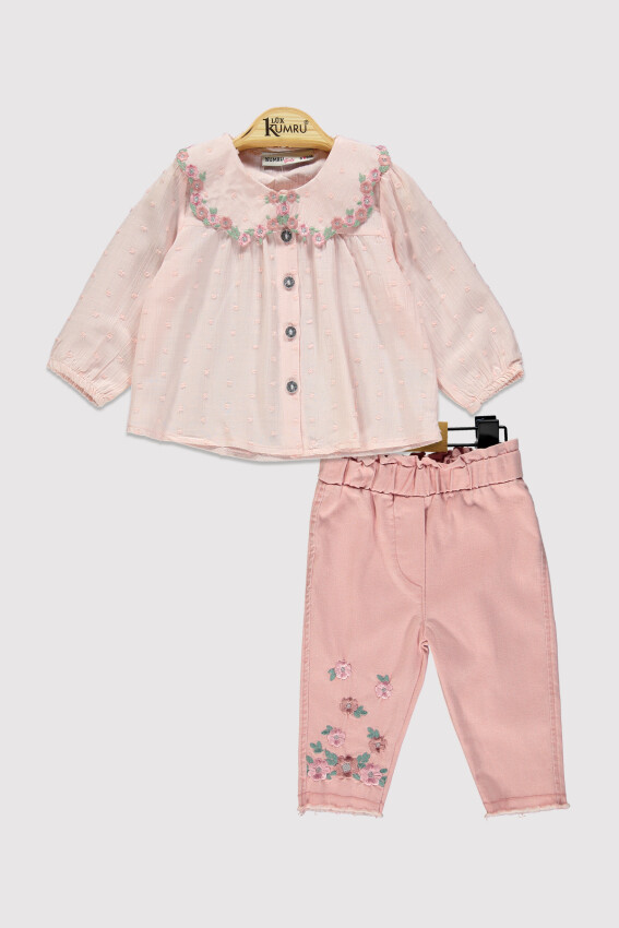 Wholesale Girl's 2 Piece Shirt and Trousers Set 6-18M Kumru Bebe 1075-4233 - 2