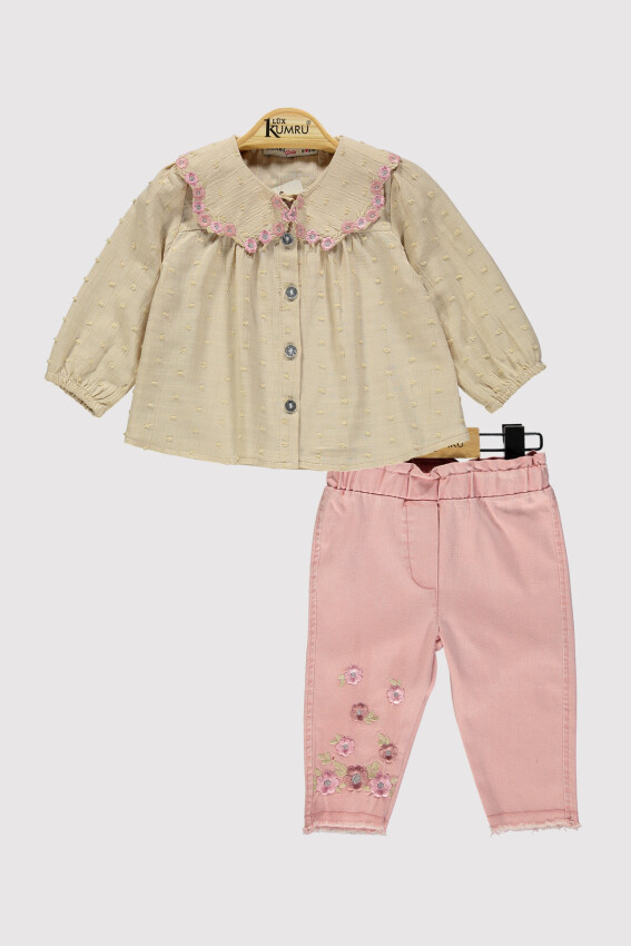 Wholesale Girl's 2 Piece Shirt and Trousers Set 6-18M Kumru Bebe 1075-4233 - 3