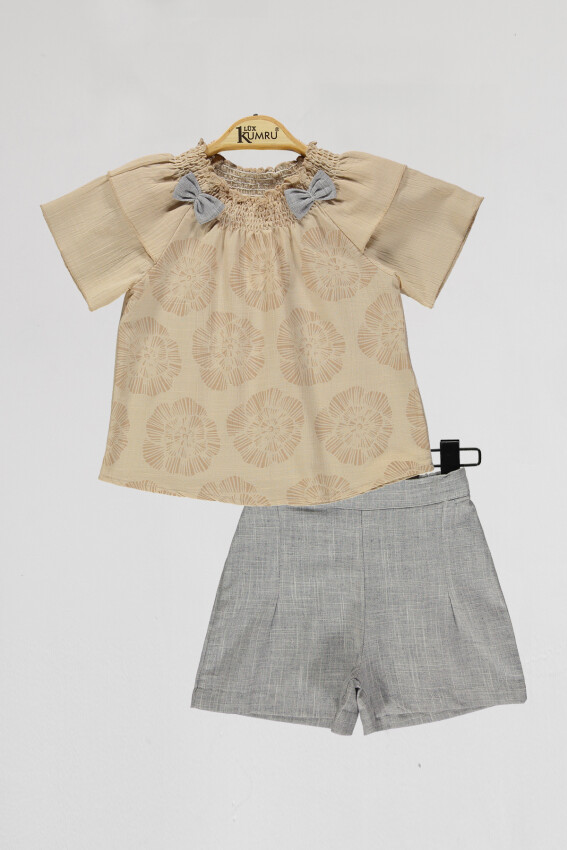 Wholesale Girls 2-Piece Shirts and Short Set 2-5Y Kumru Bebe 1075-4008 - 2