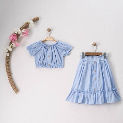 Wholesale Girls 2-Piece Skirt and Blouse Set 7-10Y Büşra Bebe 1016-23168 - Büşra Bebe