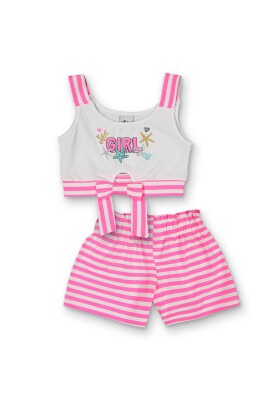 Wholesale Girls 2-Piece Striped Blouse and Shorts set 3-6Y Elnino 1025-22210 Неоново-розовый