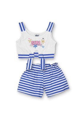 Wholesale Girls 2-Piece Striped Blouse and Shorts set 3-6Y Elnino 1025-22210 Светло-серовато- синий