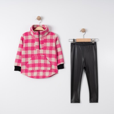 Wholesale Girls 2-Piece Sweatshirt and Faux Leather Leggings Set 2-5Y Tofigo 2013-9106 - 2