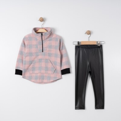 Wholesale Girls 2-Piece Sweatshirt and Faux Leather Leggings Set 2-5Y Tofigo 2013-9106 Серый 