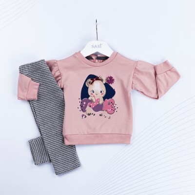 Wholesale Girls 2-Piece Sweatshirt and Pants Set 9-24M Sani 1068-6988 Светло- розовый 
