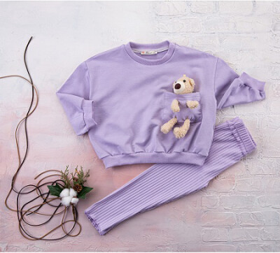 Wholesale Girls 2-Piece Sweatshirt and Tights Set 3-6Y Büşra Bebe 1016-212009 Лиловый 