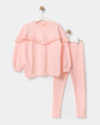 Wholesale Girls 2-Piece Sweatshirt and Tights Set 4-7Y Miniloox 1054-24637 Розовый 