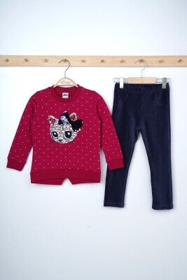 Wholesale Girls 2-Piece Sweatshirts and Leggings Set 3-6Y Elnino 1025-21605 Красный