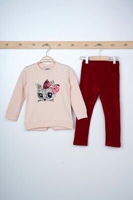 Wholesale Girls 2-Piece Sweatshirts and Leggings Set 3-6Y Elnino 1025-21605 Лососевый цвет