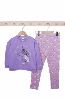 Wholesale Girls 2-Piece Sweatshirts and Leggings Set 3-6Y Elnino 1025-23601 Лиловый 