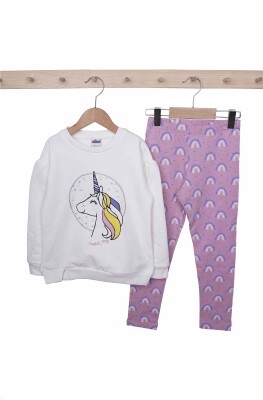 Wholesale Girls 2-Piece Sweatshirts and Leggings Set 3-6Y Elnino 1025-23601 Экрю