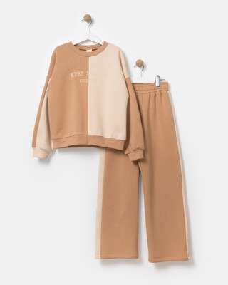 Wholesale Girls 2-Piece Sweatshirts and Pants Set 7-10Y Miniloox 1054-23863 Молочно-кофейный